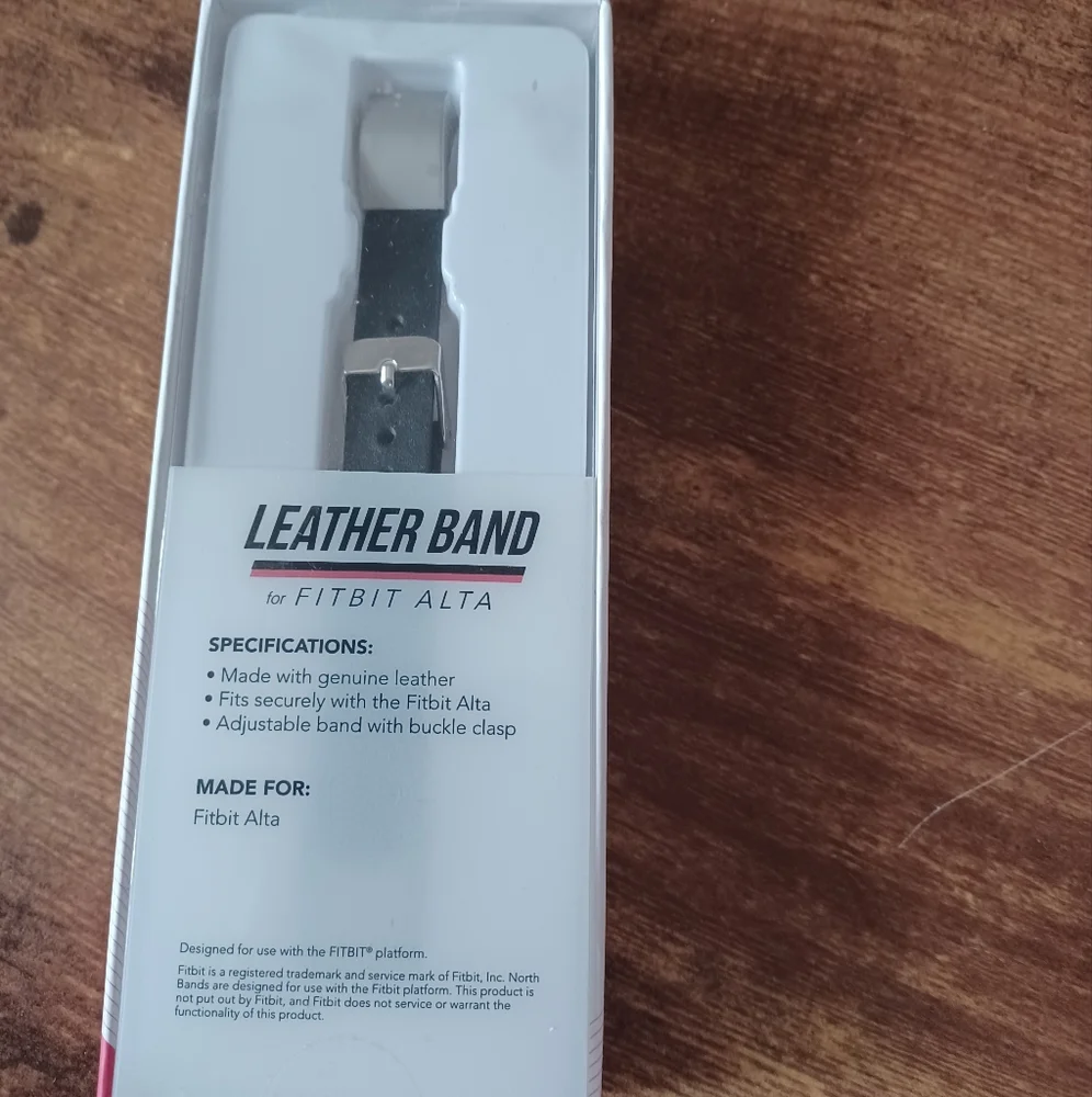 NEW North Band For Fitbit Alta Genuine Leather w/Adjustable Buckle Clasp (Black)